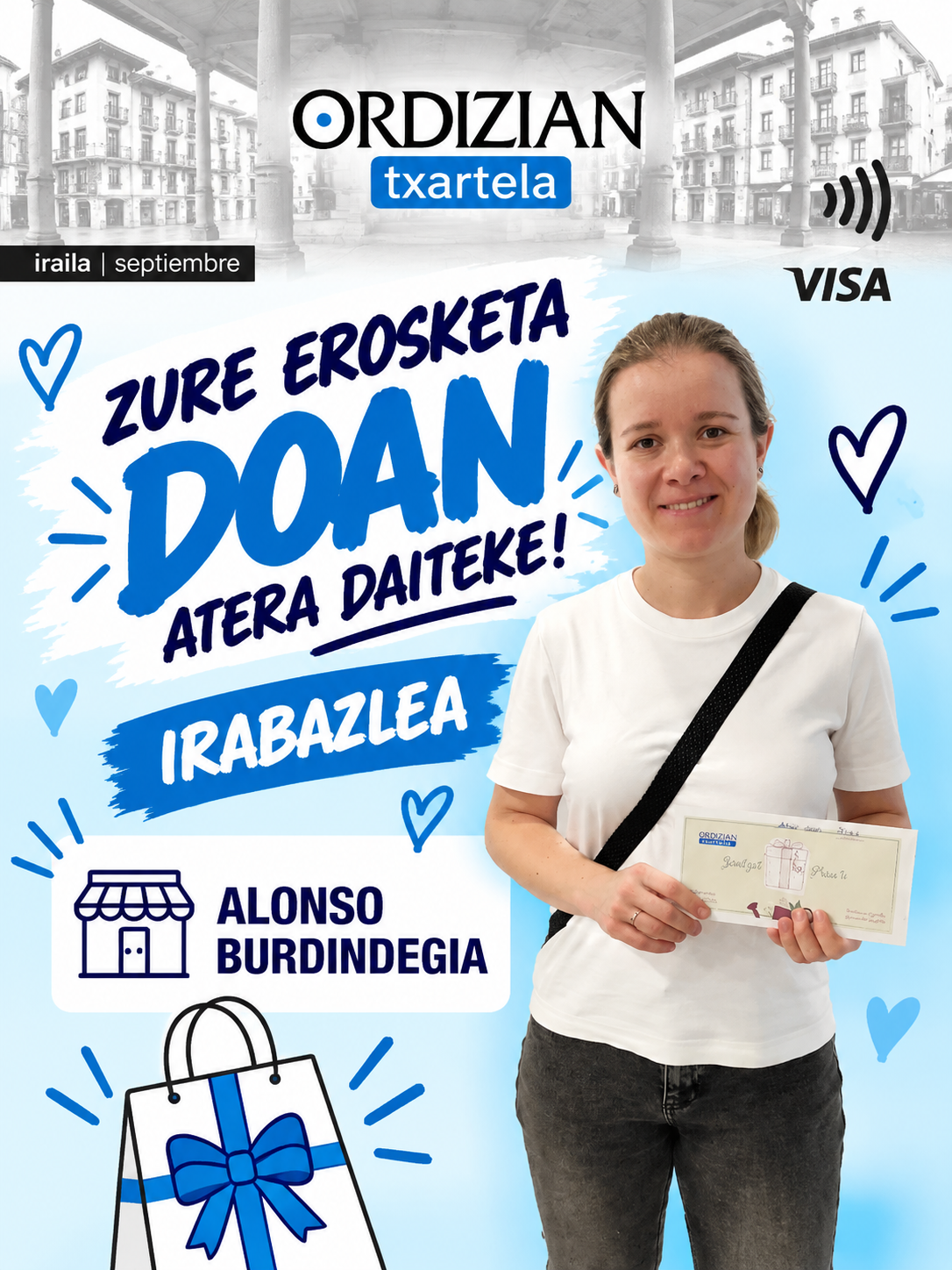 Anuncio de premio Ordizian con ganadora