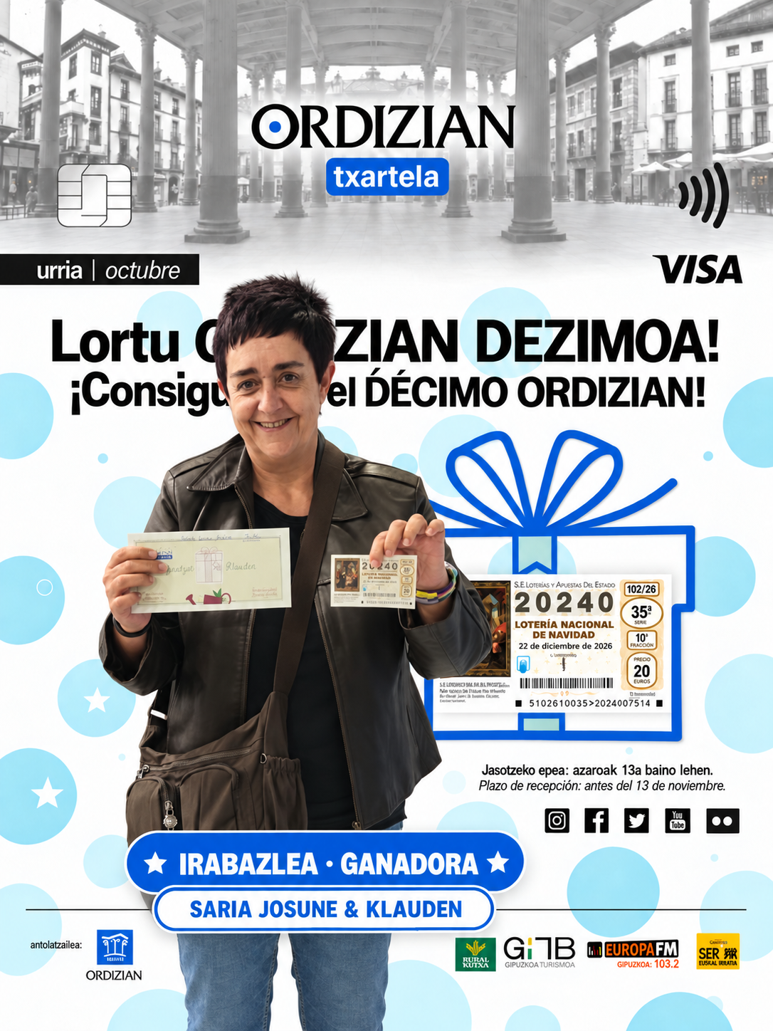 Ganadora Ordizian con boleto premiado
