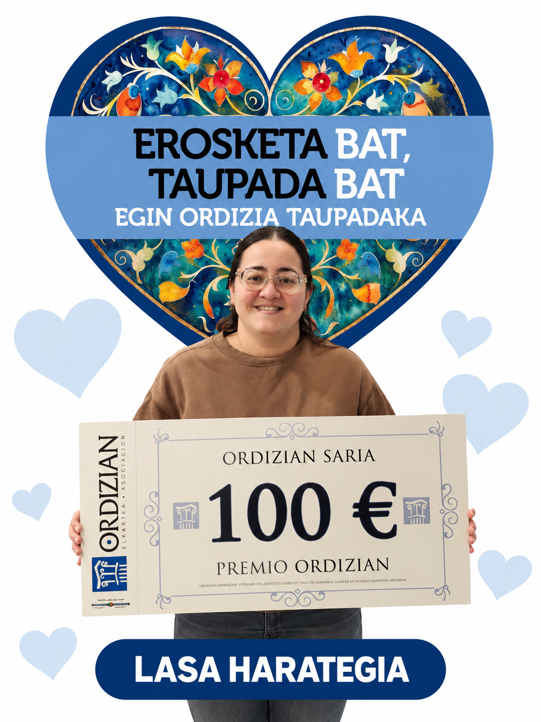 Ganadora con vale Ordizian y corazón floral