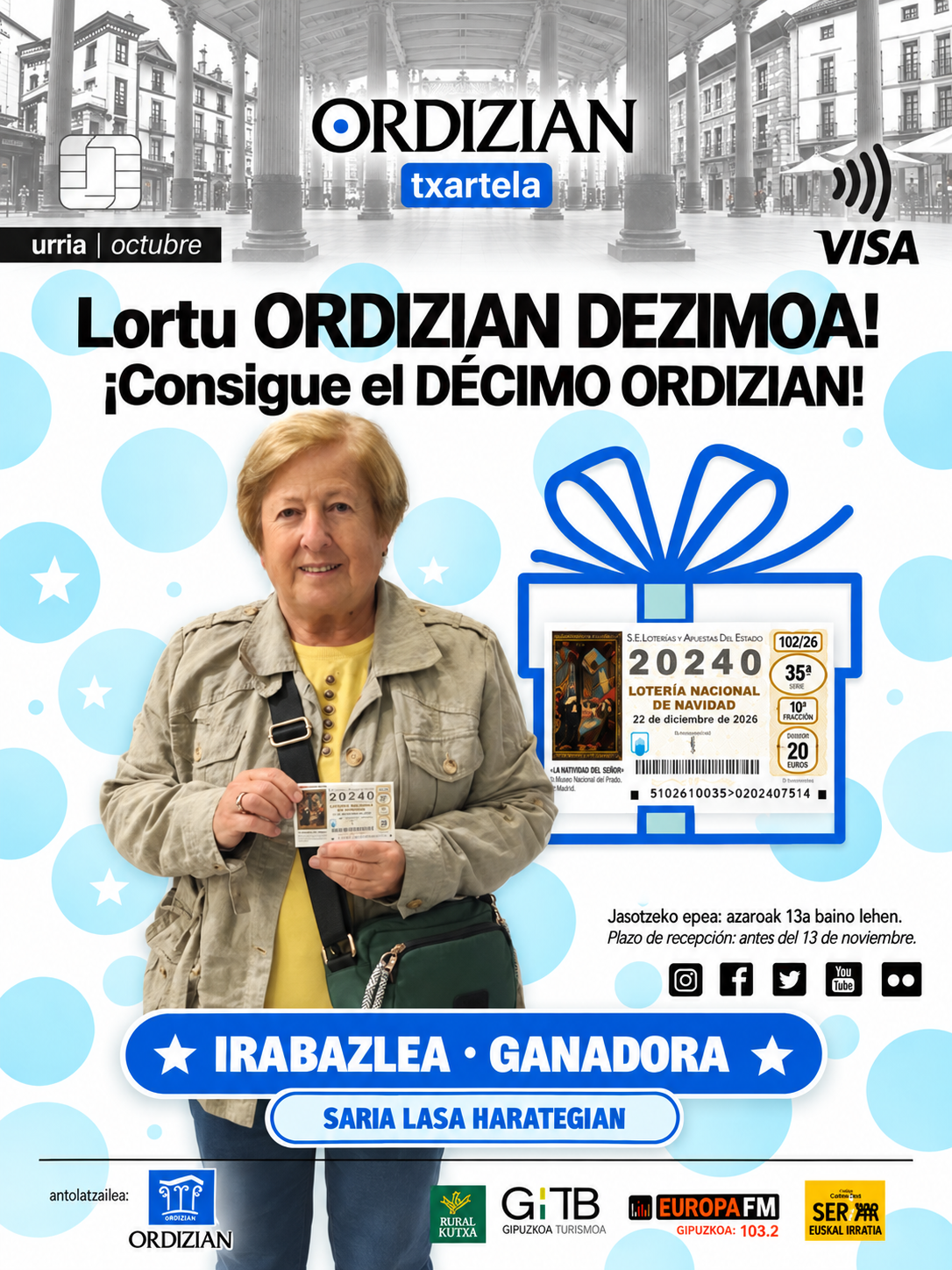 Ganadora del sorteo Ordizian 1