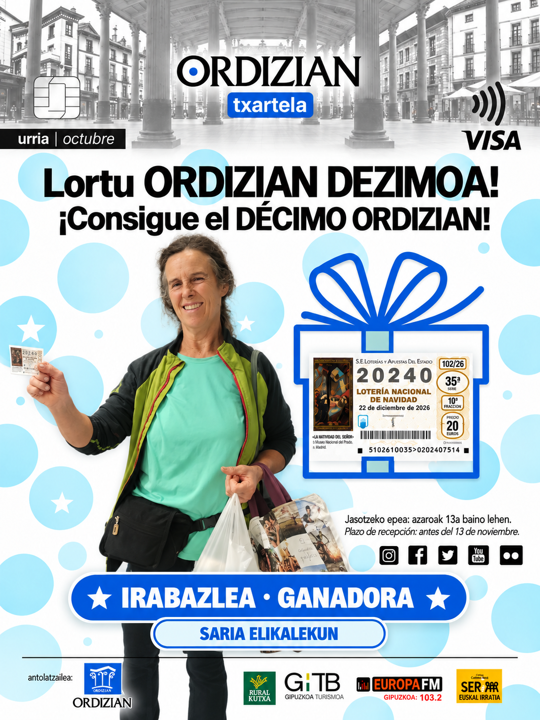 Ganadora del sorteo con tarjeta Ordizian 2