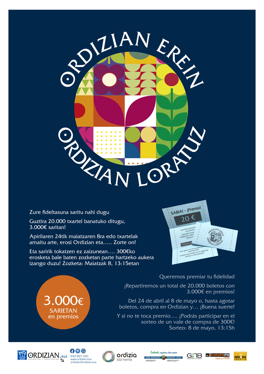 Ordizian erein Ordizian loratuz kartela